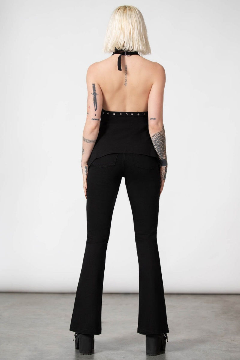 Killstar Hardcore Halter Top Negros | 87154-UZTX