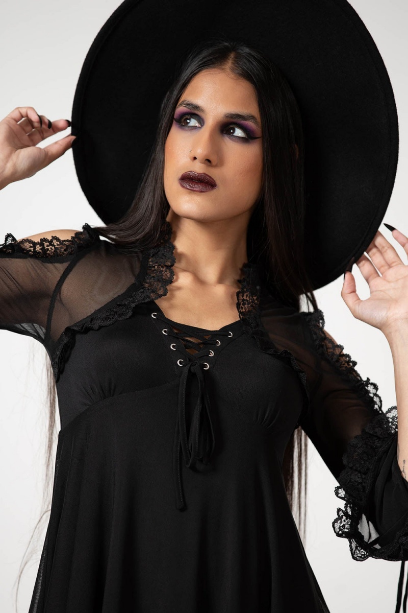 Killstar Haunted Maiden Vestido Negros | 43861-KDSU