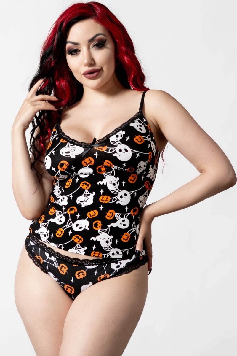 Killstar Haunted Pumpkin Cami Top Negros | 59136-MNWU
