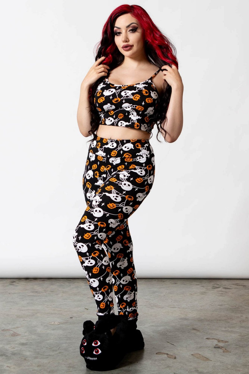 Killstar Haunted Pumpkin Cropped Cami Negros | 15360-LRTU