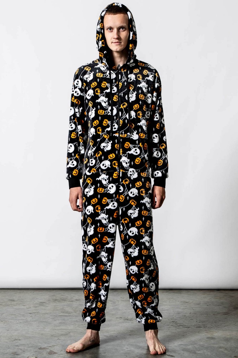 Killstar Haunted Pumpkin Onesie Negros | 15708-VXTO