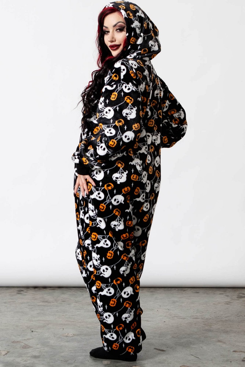 Killstar Haunted Pumpkin Onesie Negros | 15420-ZUXH