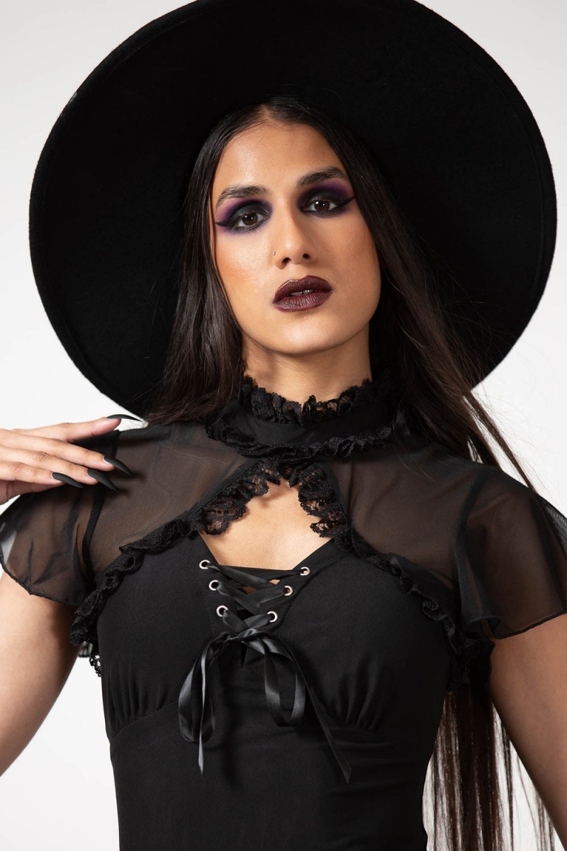 Killstar Hauntilda Keyhole Vestido Negros | 58230-NZGE