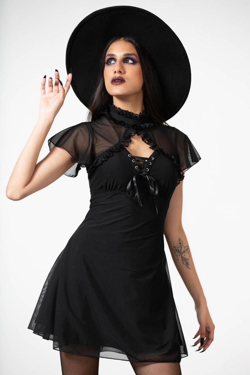 Killstar Hauntilda Keyhole Vestido Negros | 58230-NZGE