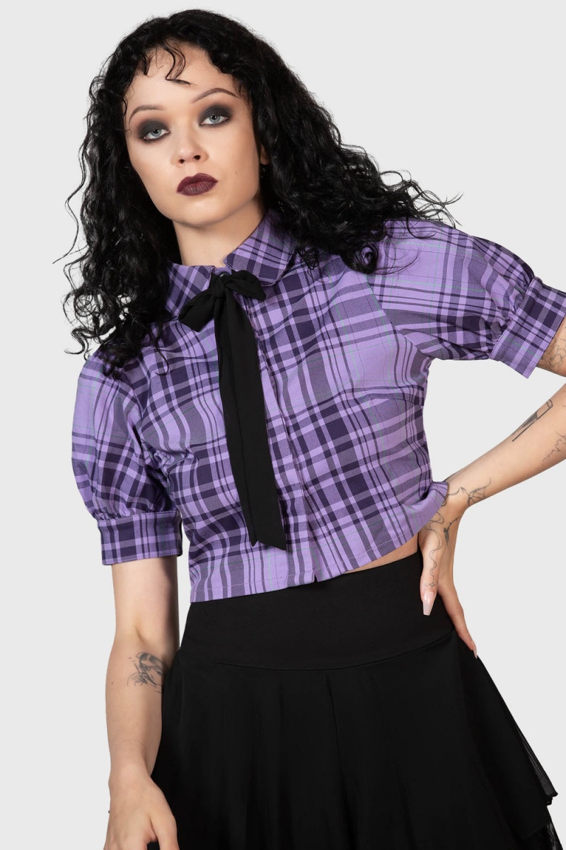 Killstar Hayee Ribbon Shirt Morados | 39621-EVYW
