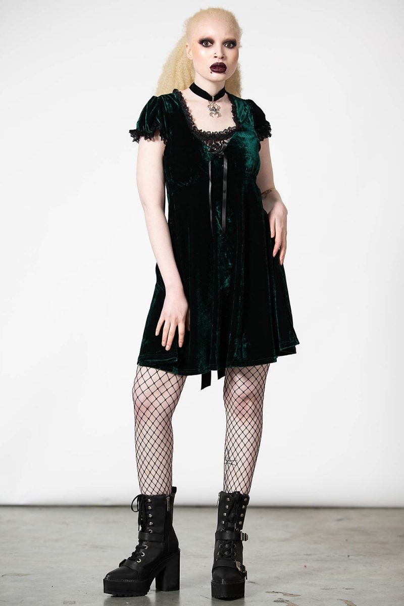 Killstar Heather Babydoll Vestido [EMERALD] Verdes | 85021-JOCV