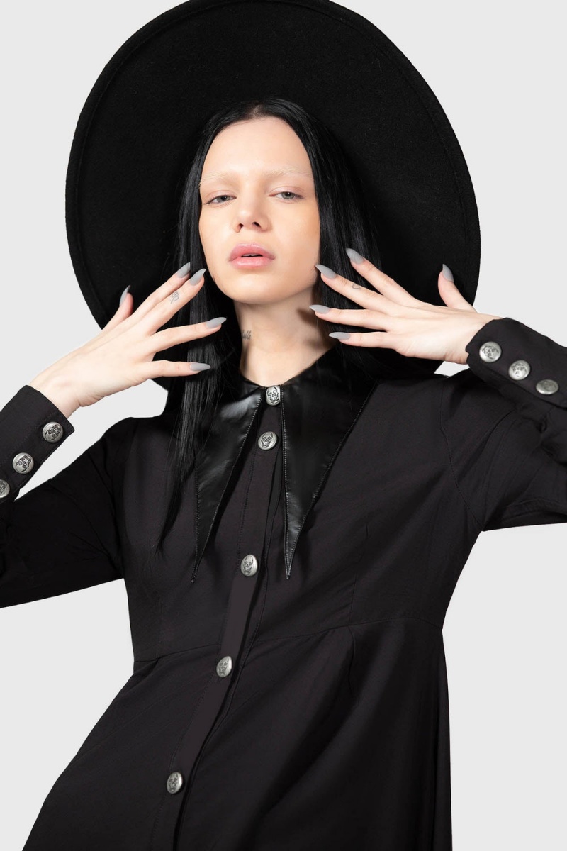 Killstar Heavens Below Shirt Vestido Negros | 34051-TYVZ