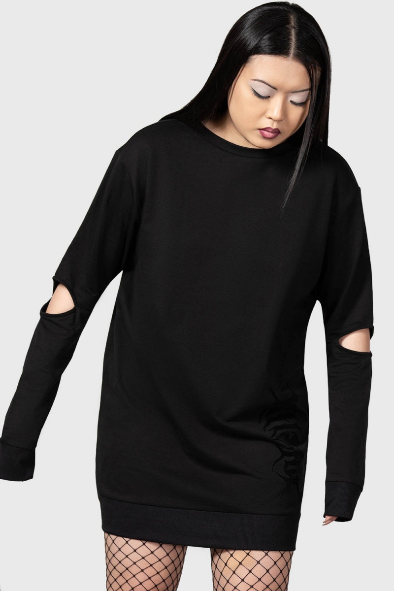 Killstar Heim Seeker Sweatshirt Negros | 75641-HOBL