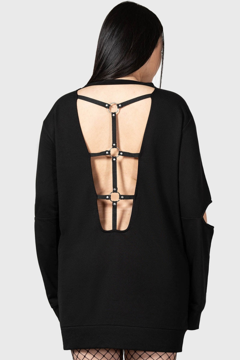 Killstar Heim Seeker Sweatshirt Negros | 75641-HOBL