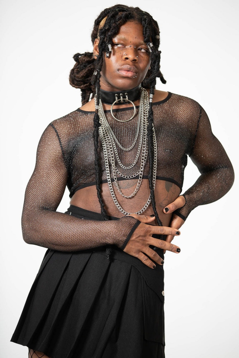 Killstar Hellia Fishnet Top Negros | 18743-HEPG