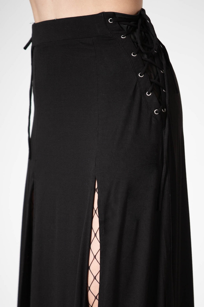 Killstar Hellverina Split Maxi Skirt Negros | 32657-XQBG