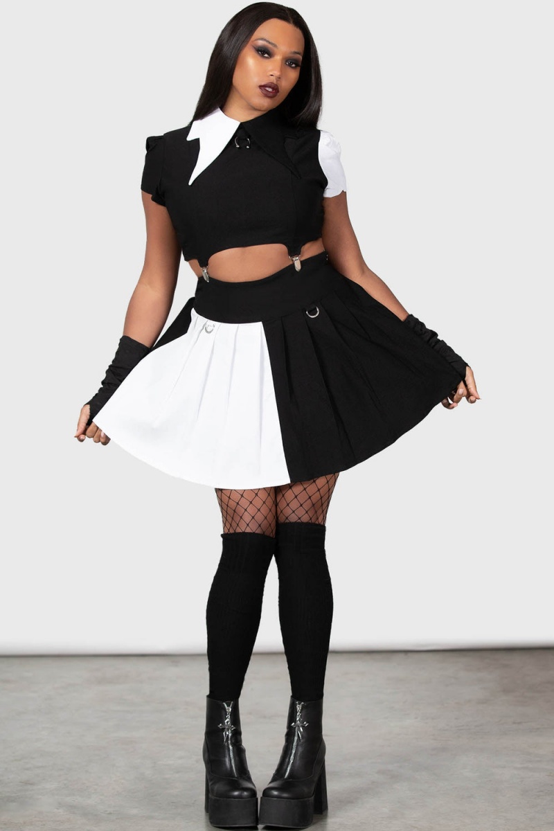 Killstar Hels Harlequin Mini Skirt Negros | 56413-CKDX