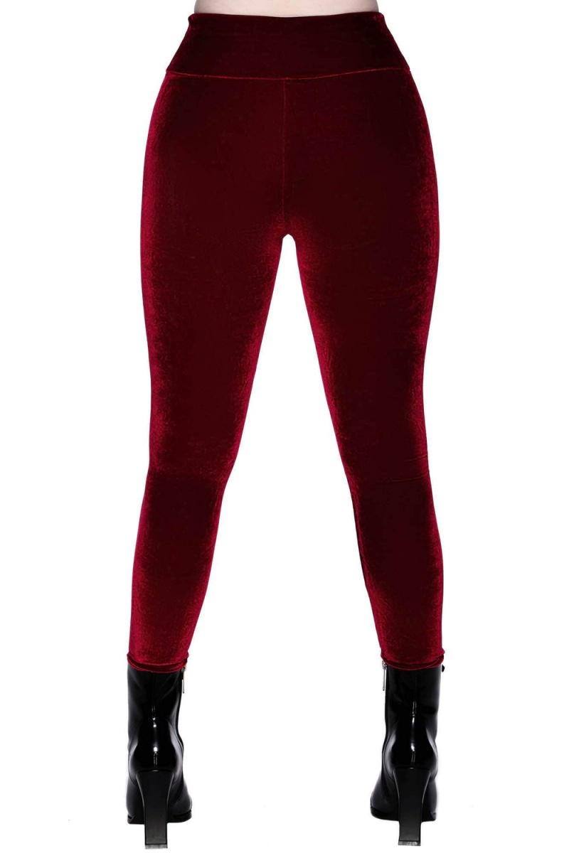 Killstar Hematite Leggings [RUBY] Rojos | 65213-LYEP
