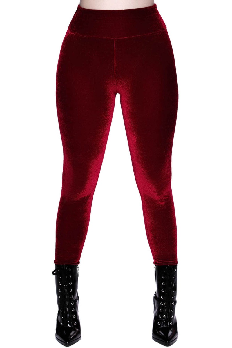Killstar Hematite Leggings [RUBY] Rojos | 65213-LYEP