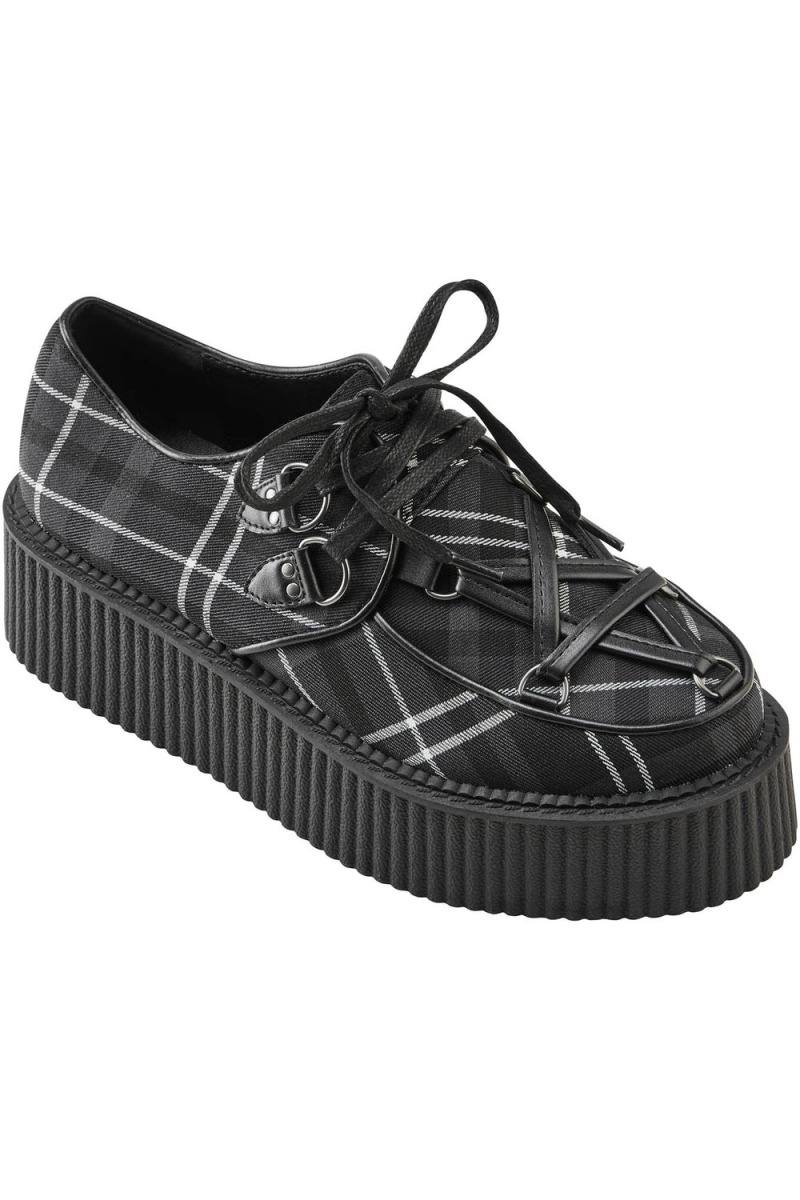 Killstar Hexellent Creepers [ASH TARTAN] Grises | 32964-VCLO