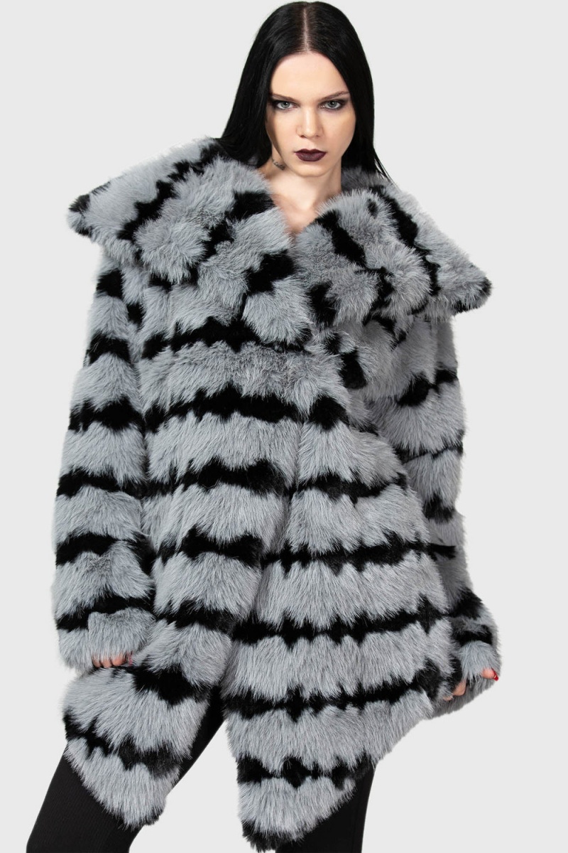Killstar Highlands Hellstorm Coat Grises | 81643-AVTW