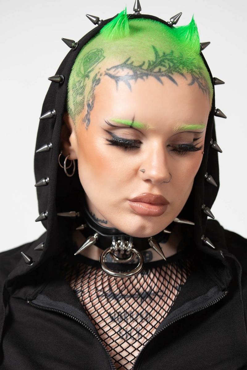 Killstar Hysteria Zip Hoodie Negros | 41027-SJDG