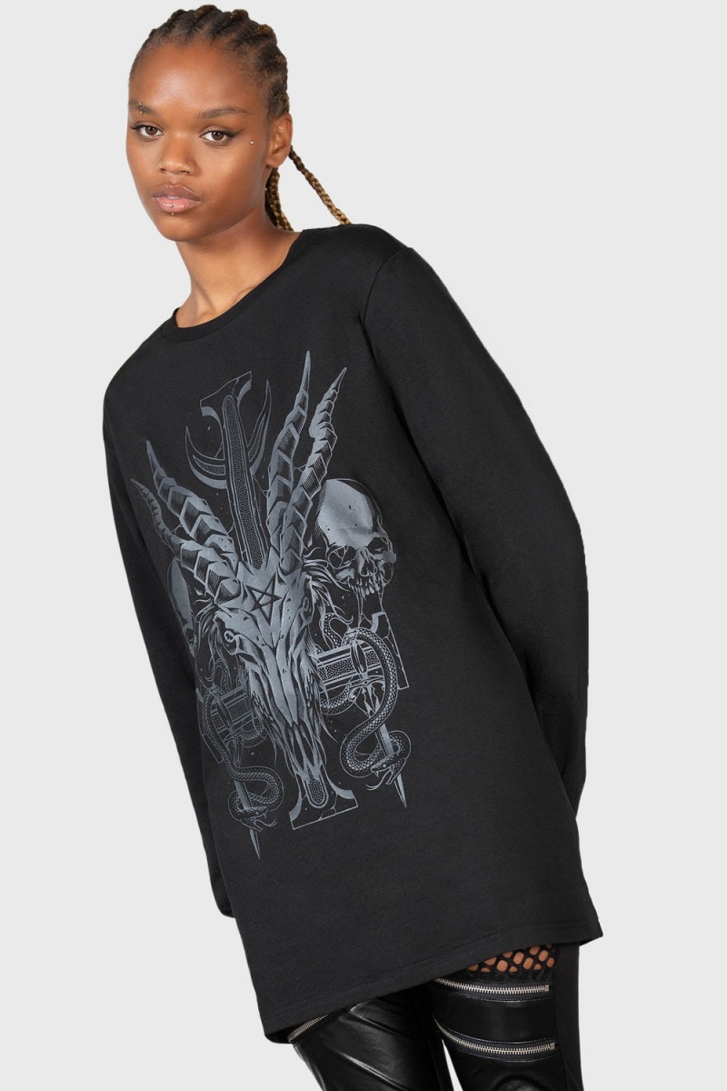 Killstar Infernal Ashes Long Sleeve Top Negros | 87390-FCPQ