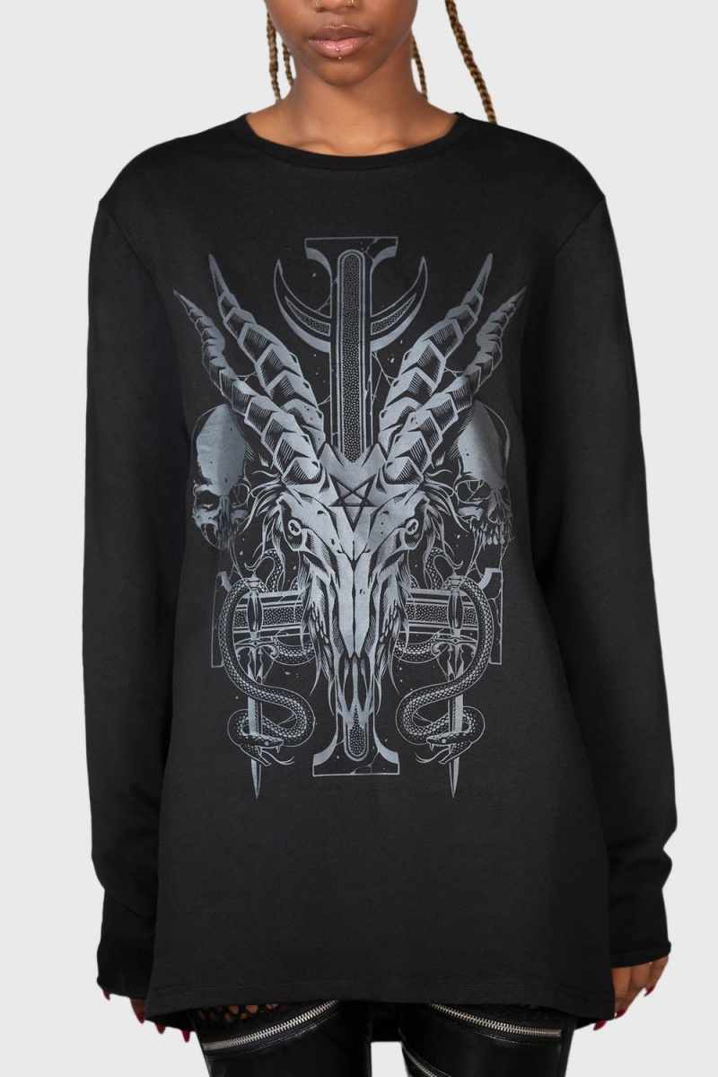 Killstar Infernal Ashes Long Sleeve Top Negros | 87390-FCPQ