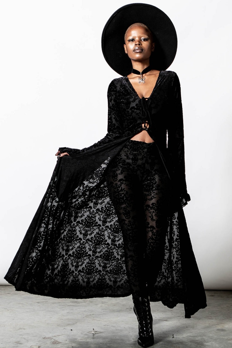 Killstar Inferno Velvet Duster Negros | 96581-NYWG