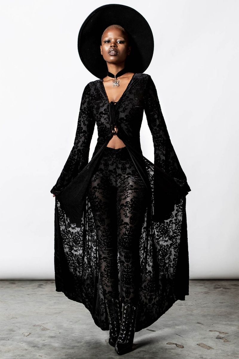 Killstar Inferno Velvet Duster Negros | 96581-NYWG