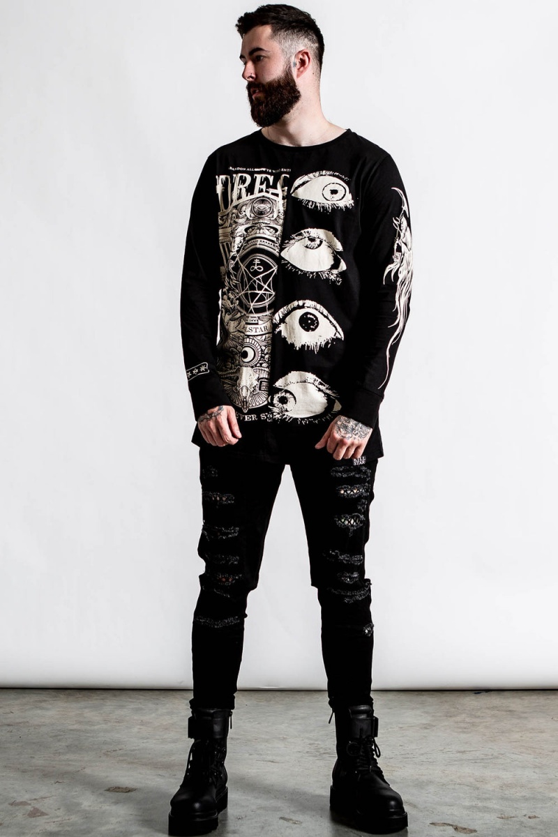 Killstar Insomnia Longline Split-Top Negros | 90735-XARQ