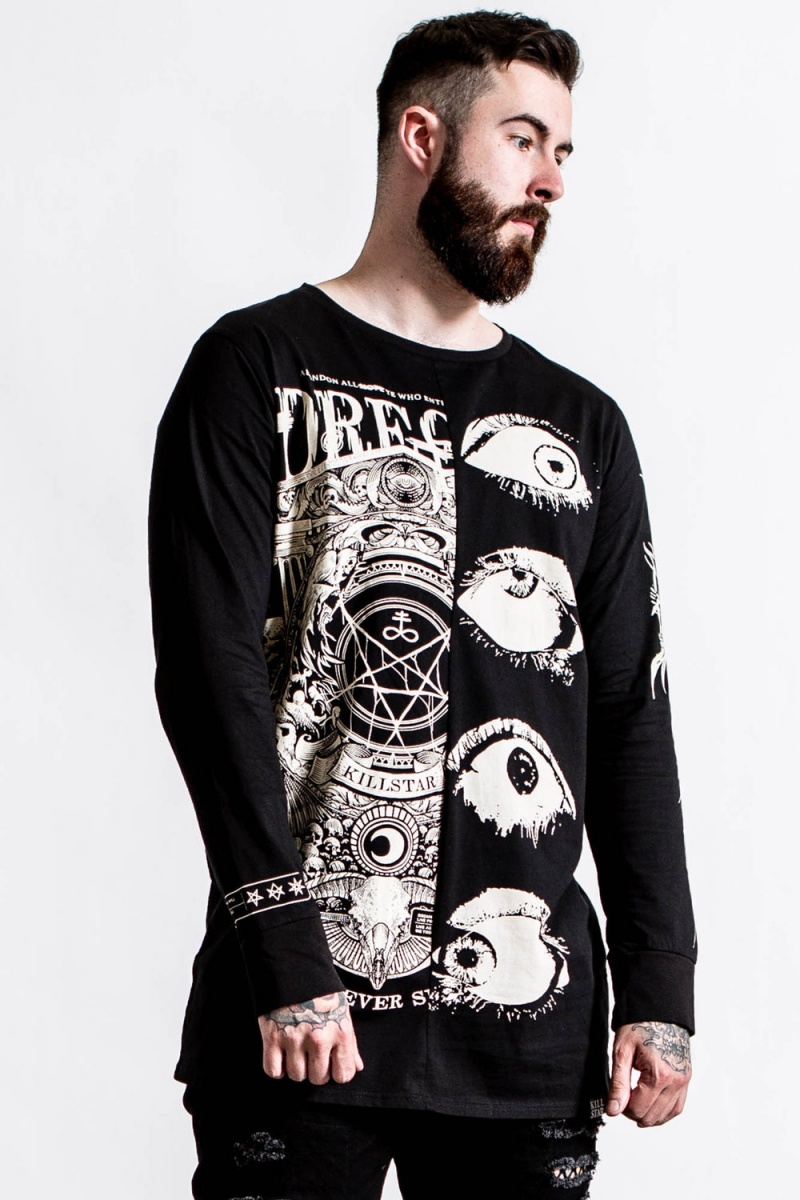 Killstar Insomnia Longline Split-Top Negros | 90735-XARQ
