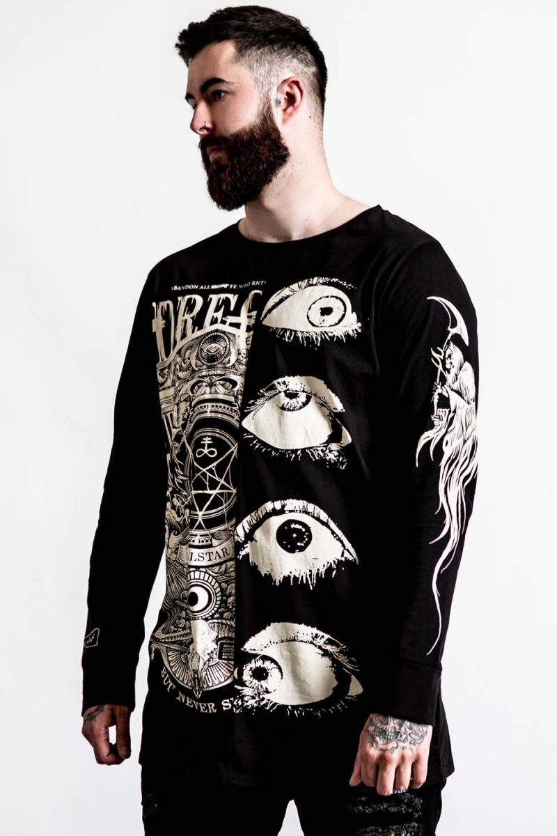 Killstar Insomnia Longline Split-Top Negros | 90735-XARQ