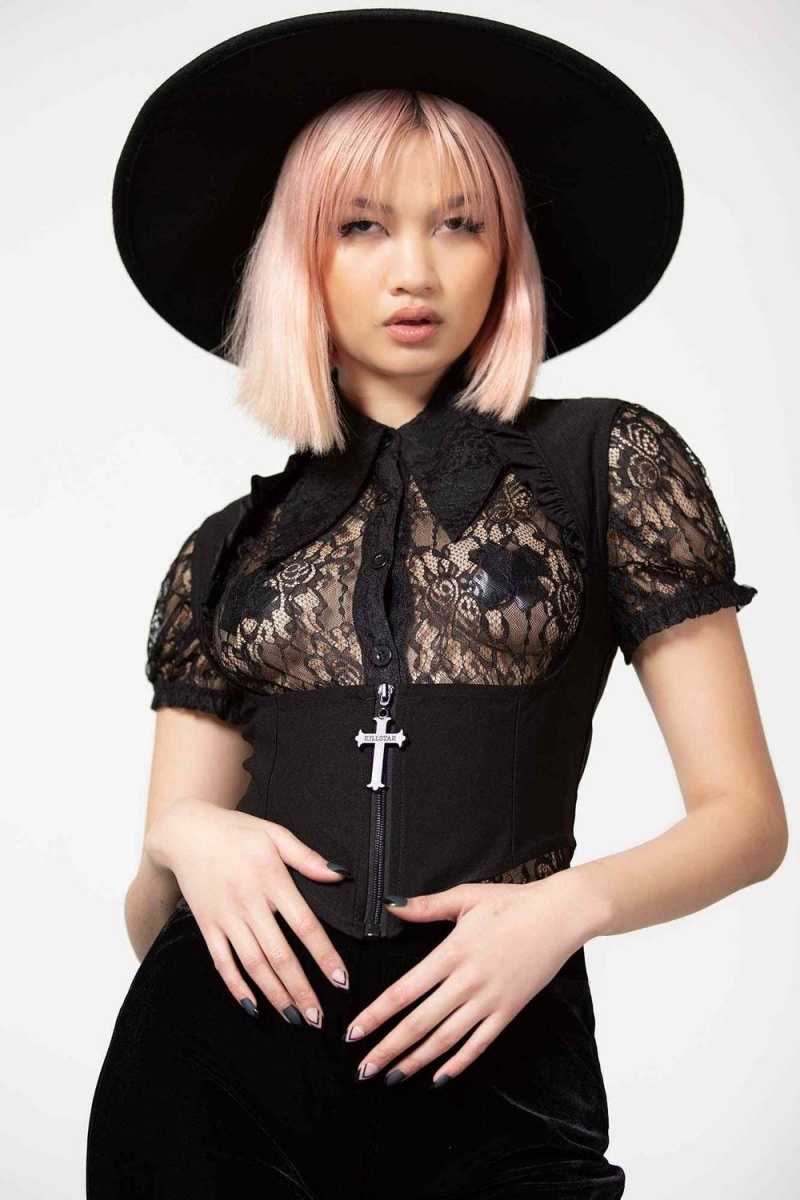 Killstar Isobella Corset Top Negros | 63849-WPQF