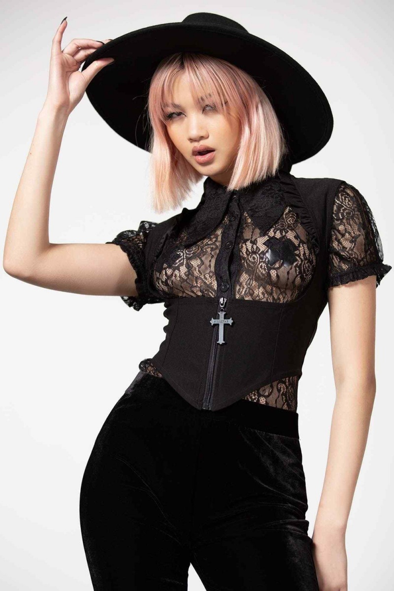 Killstar Isobella Corset Top Negros | 63849-WPQF