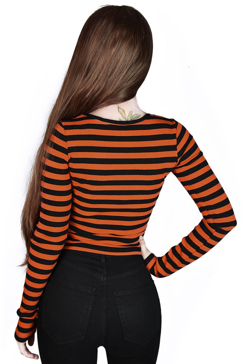 Killstar Izora Acanalado Top [PUMPKIN] Naranjas | 01698-WALT
