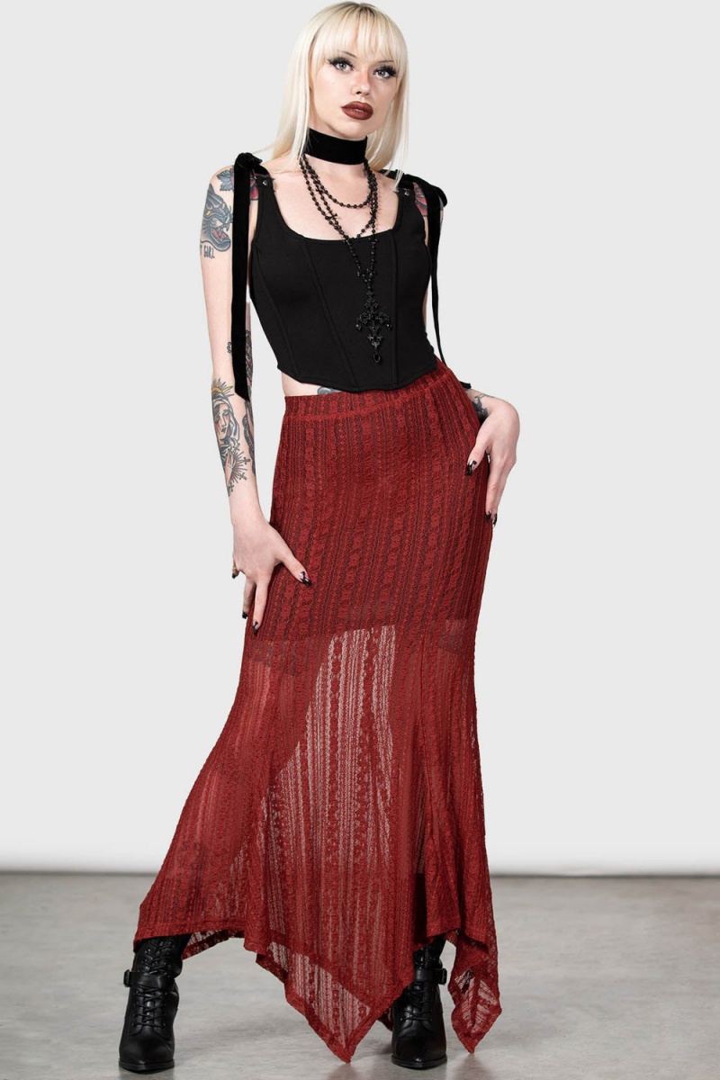 Killstar Juliet's Betrayal Maxi Skirt [RED] Rojos | 65387-CQWJ