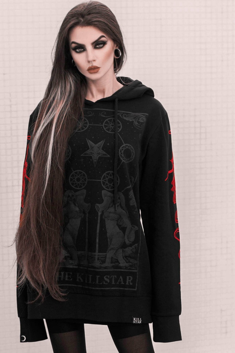 Killstar KILLSTAR Oversized Hoodie Negros | 63180-ICON