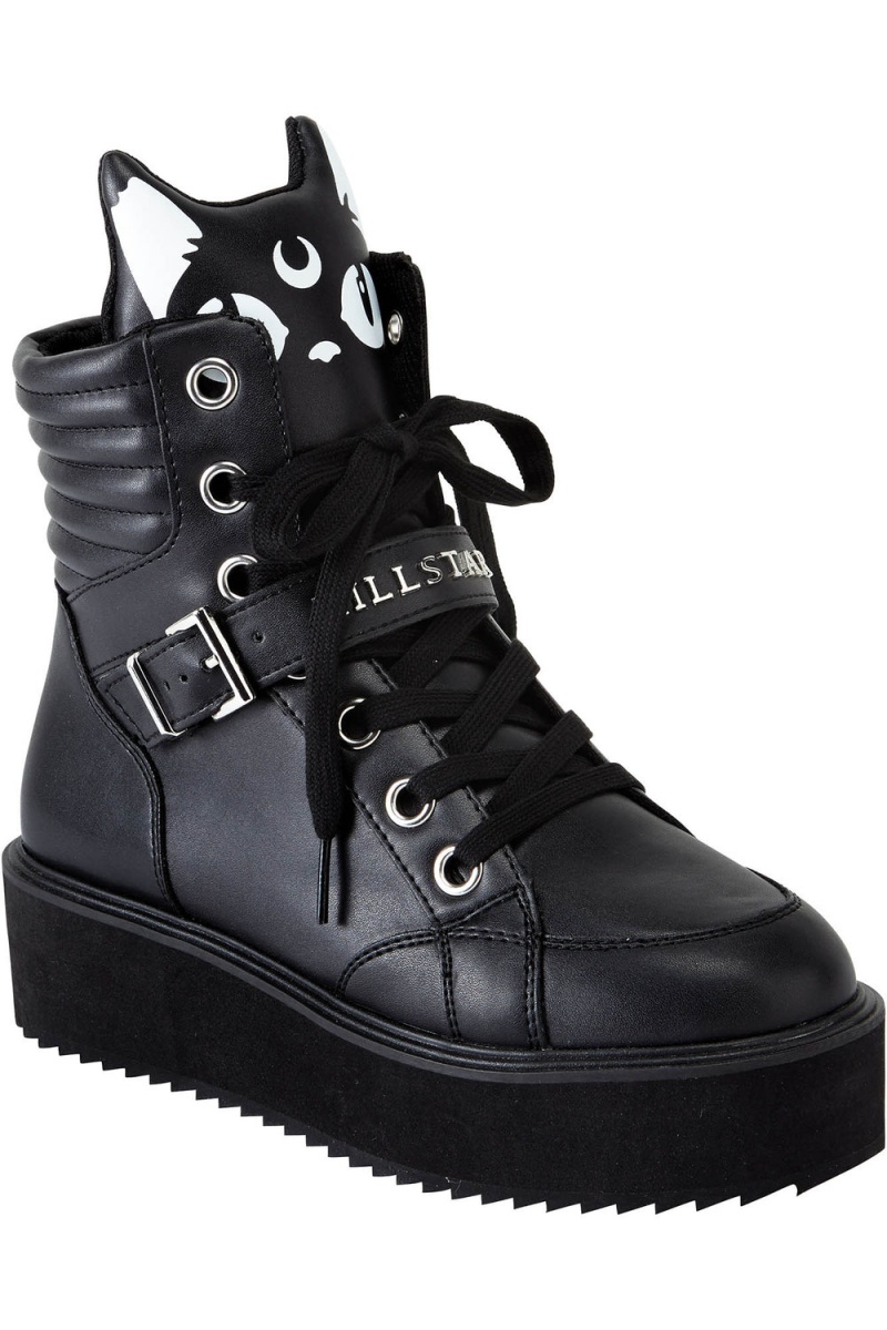 Killstar Keiko Kitty High Tops [B] Negros | 38762-GWRH