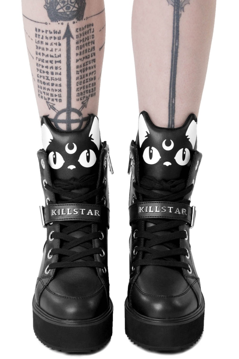Killstar Keiko Kitty High Tops [B] Negros | 38762-GWRH
