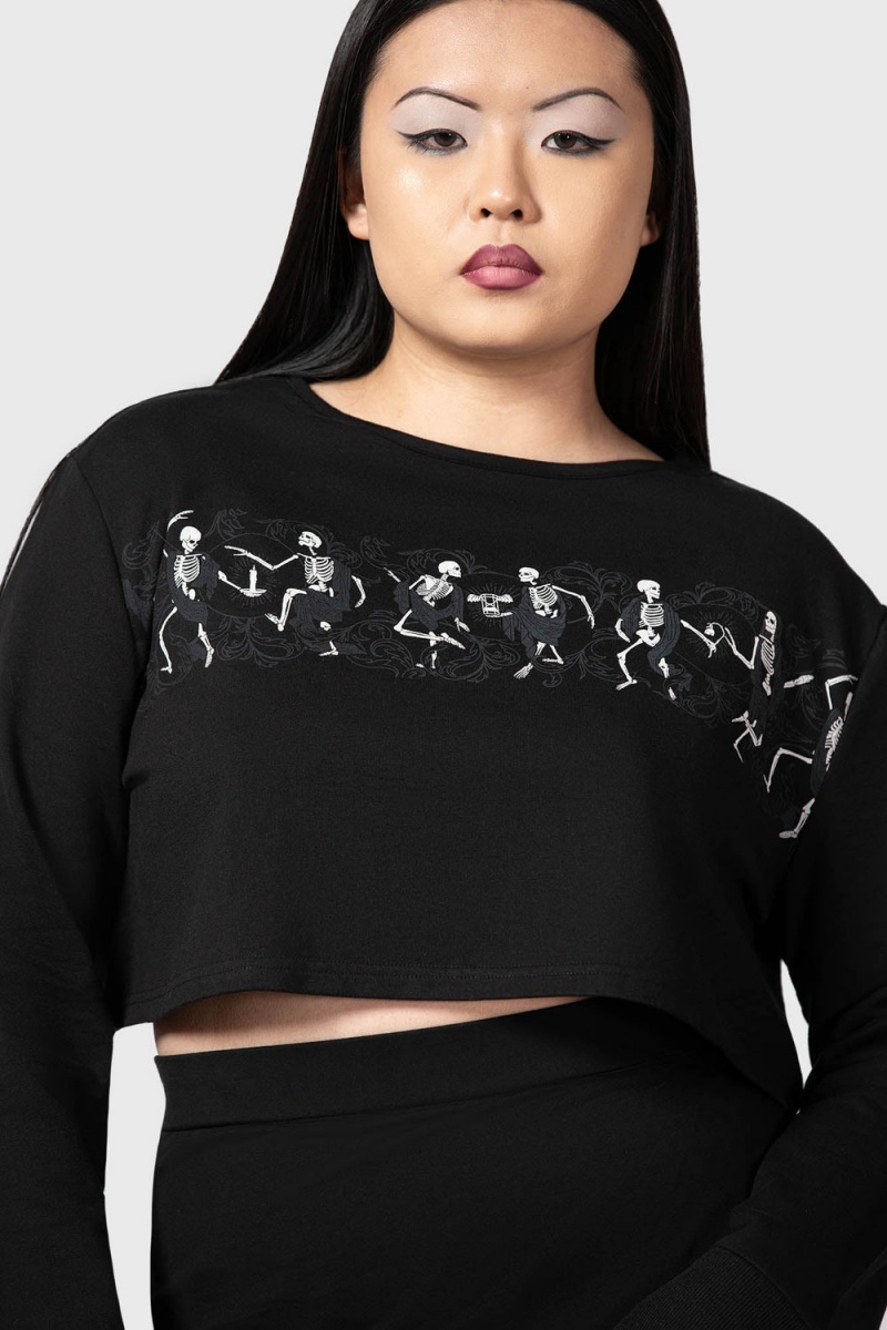 Killstar La Danse Crop Sueter Negros | 83901-FZVM