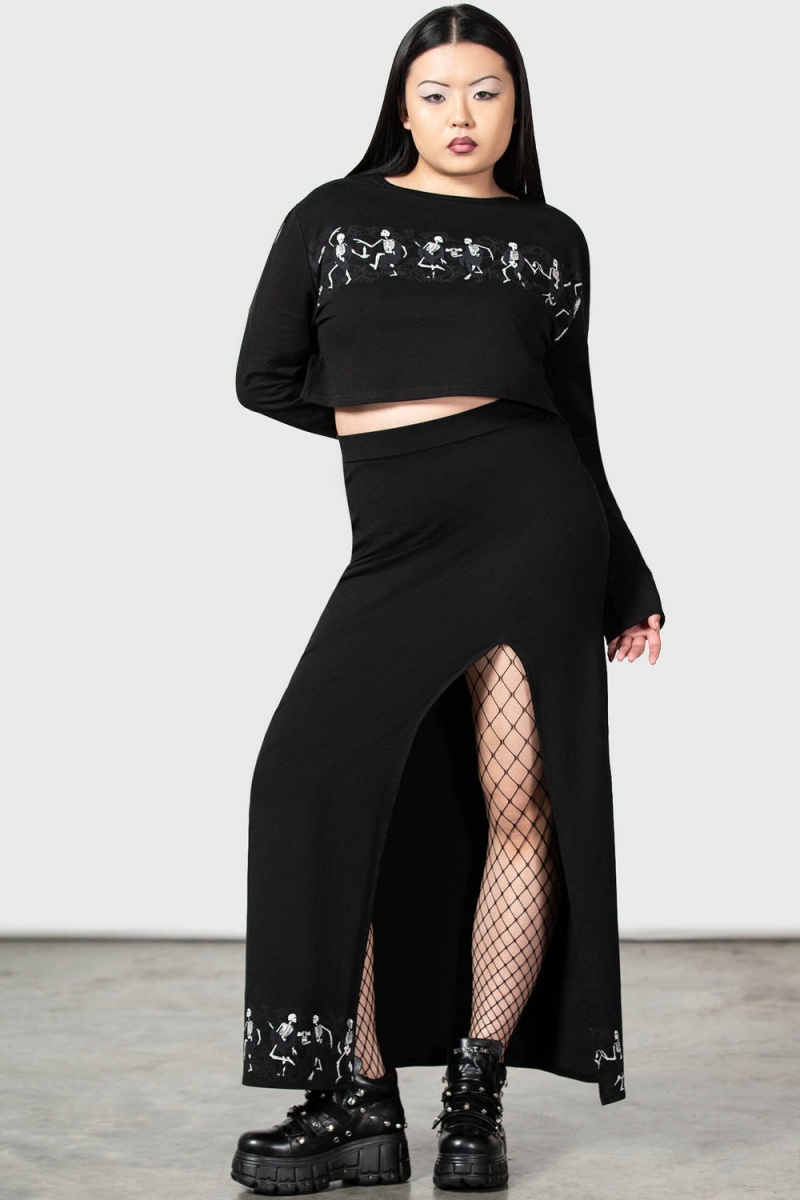 Killstar La Danse Crop Sueter Negros | 83901-FZVM