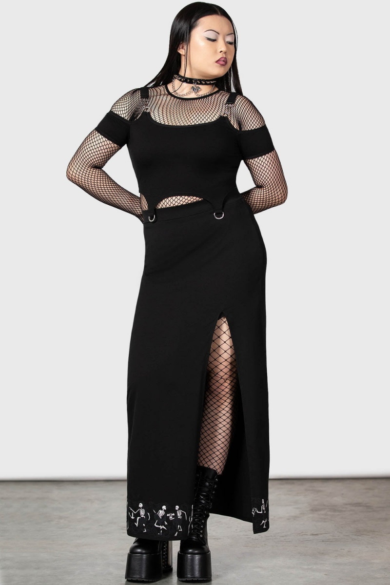 Killstar La Danse Maxi Skirt Negros | 28134-ODZF