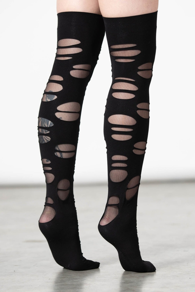 Killstar Laceration Socks Negros | 89120-HTJB