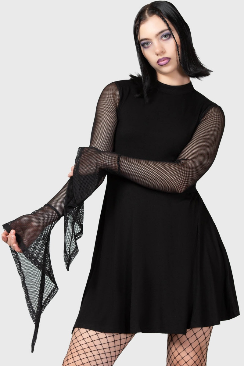 Killstar Lana Skater Vestido Negros | 48017-EOTS