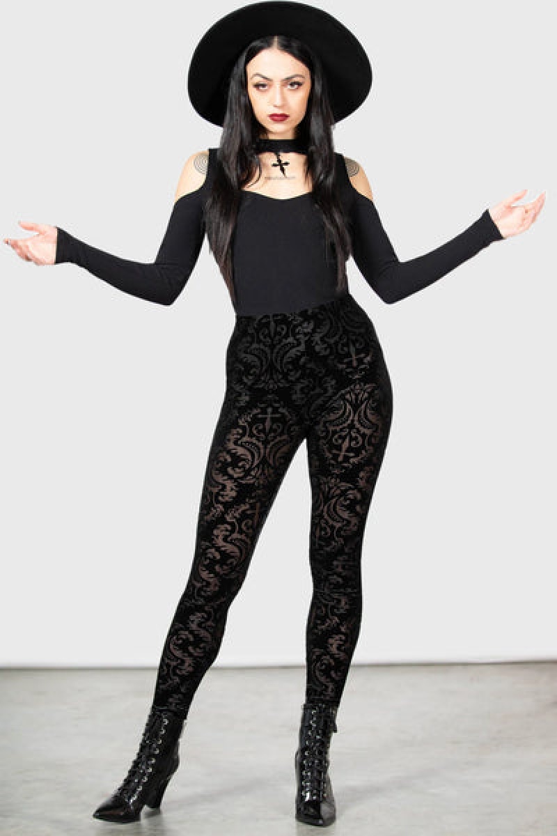 Killstar Lauden Leggings Negros | 92805-DJNO