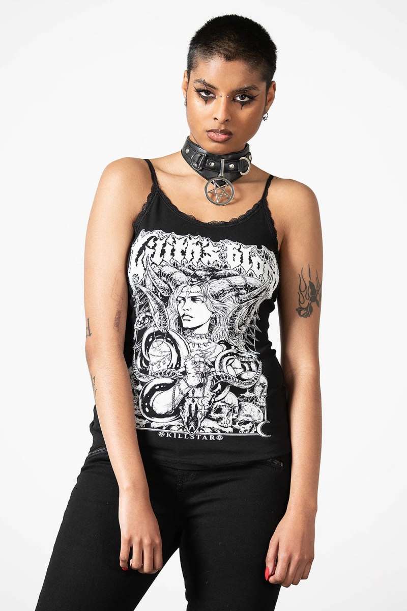 Killstar Lilith's Blood Cami Top Negros | 68142-HCRP
