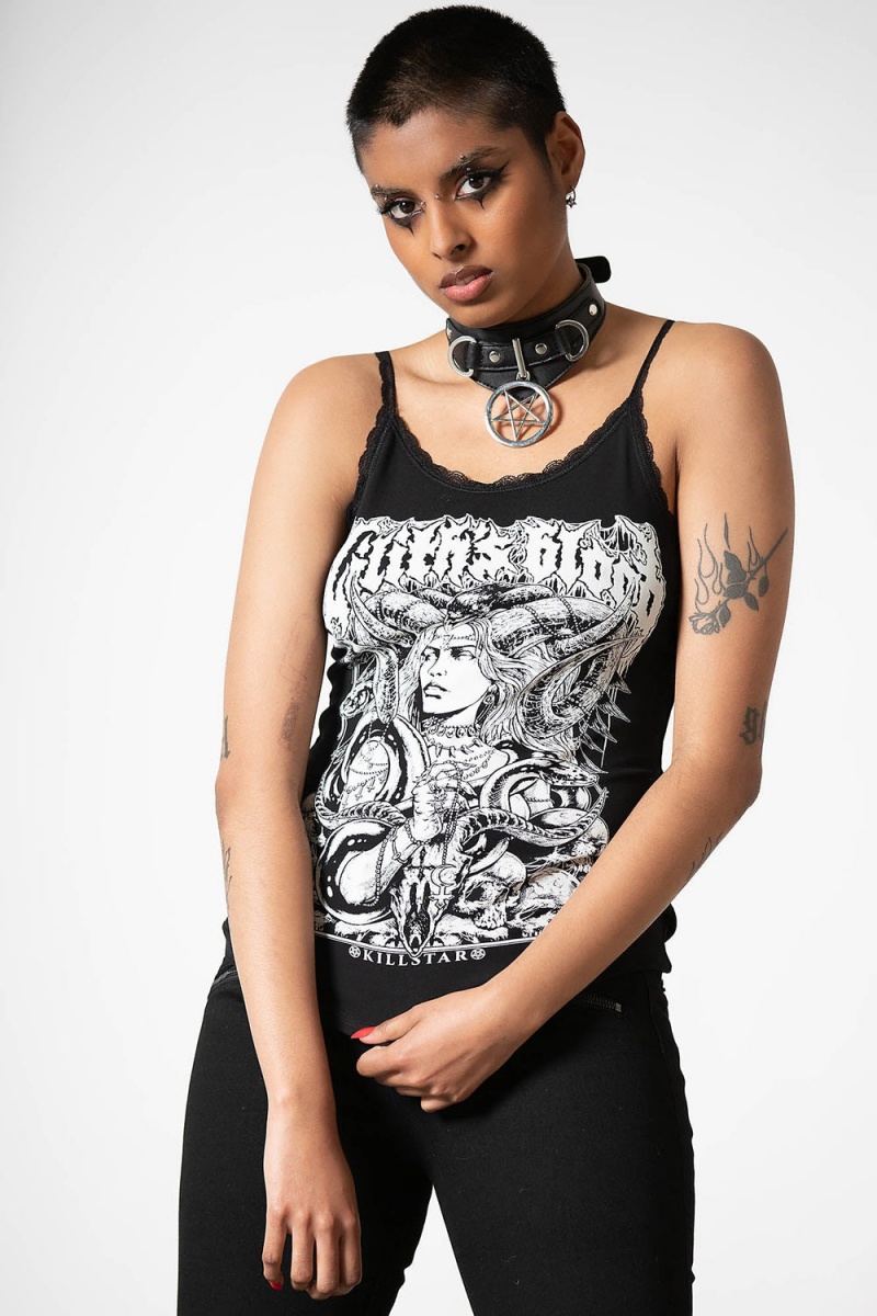 Killstar Lilith\'s Blood Cami Top Negros | 68142-HCRP