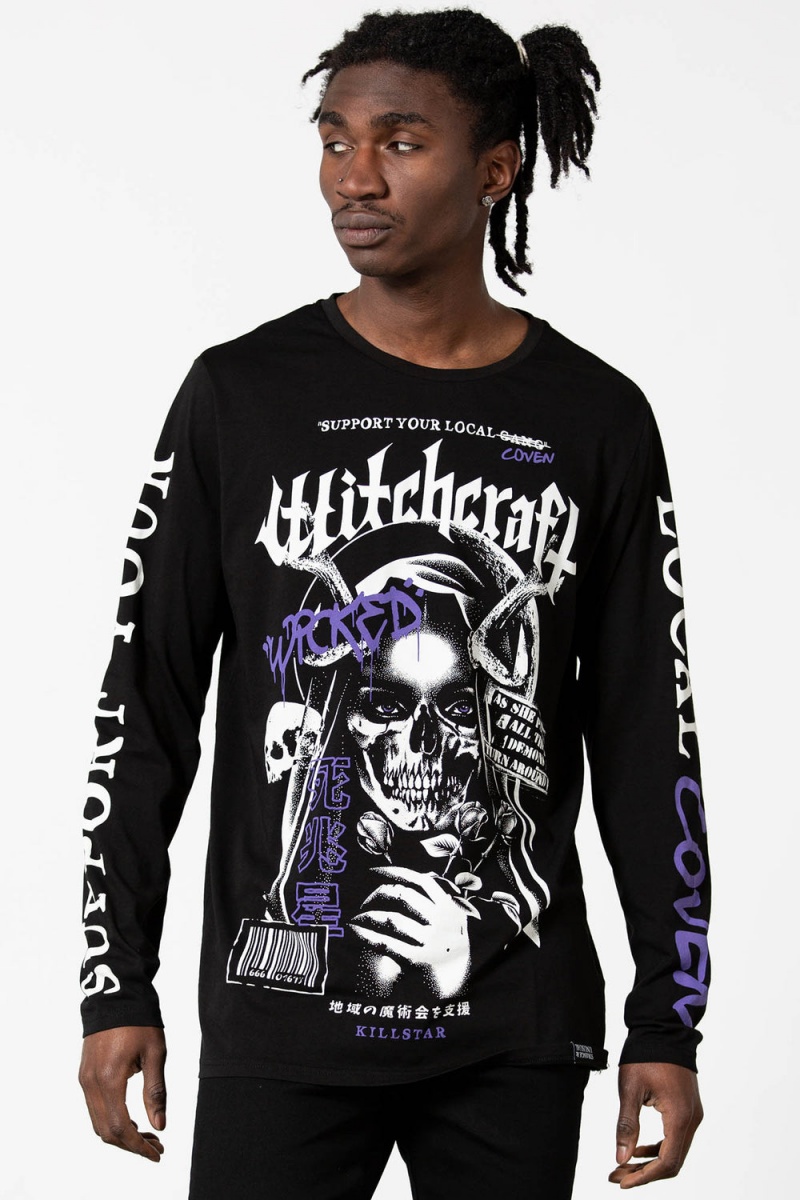 Killstar Local Coven Long Sleeve Top Negros | 81652-RKLE