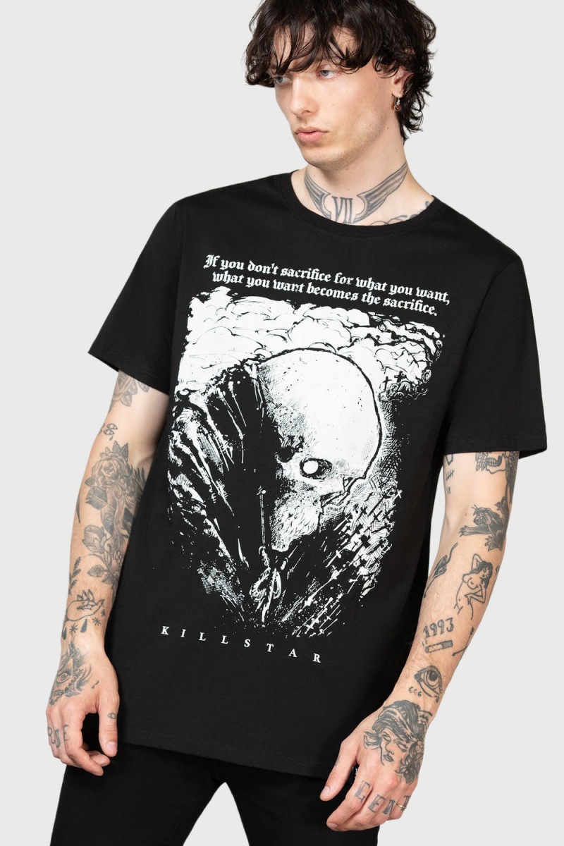Killstar Lonely Dark T-Shirt Negros Blancos | 87260-CVZM