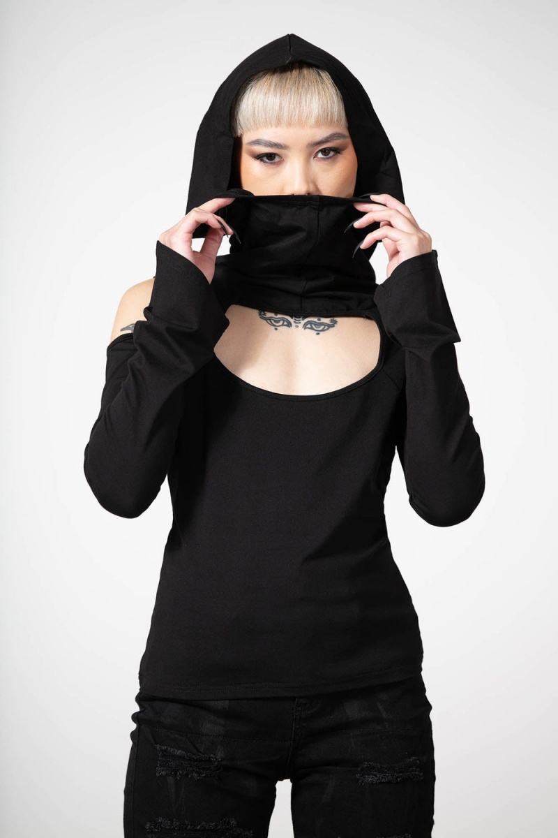 Killstar Lore Encapuchado Top Negros | 35674-PHMI