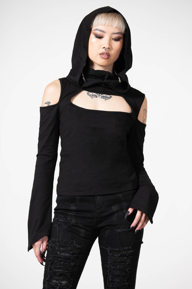 Killstar Lore Encapuchado Top Negros | 35674-PHMI