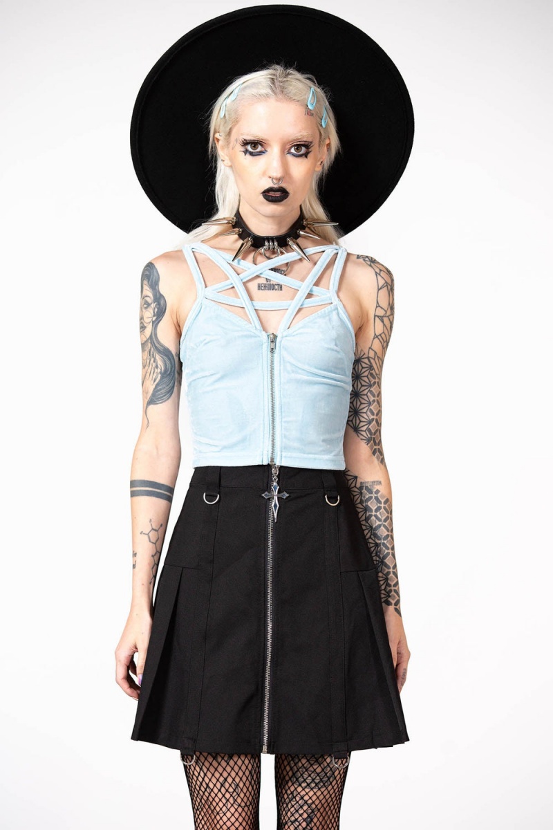 Killstar Lost In Sin Zip Top [PASTEL BLUE] Azules | 16253-QHKR