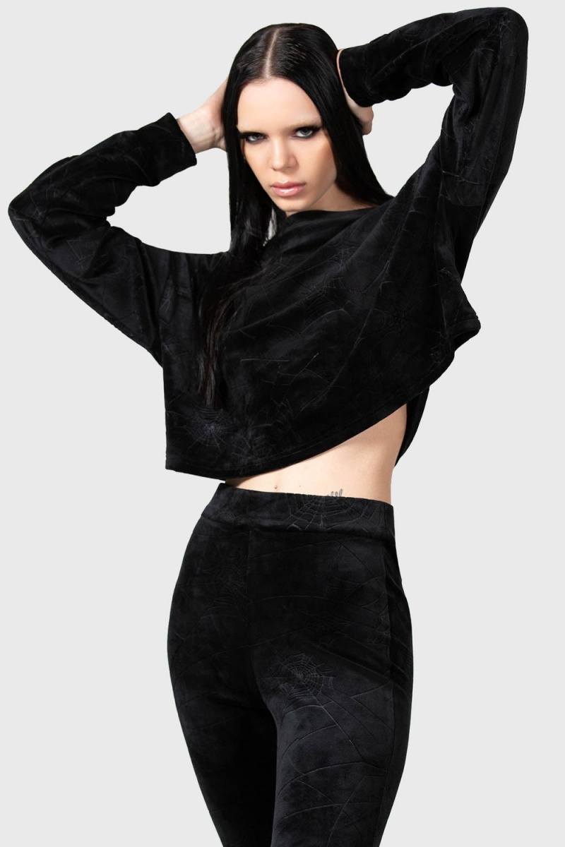 Killstar Lulluspider Sweatshirt Negros | 75943-MERG