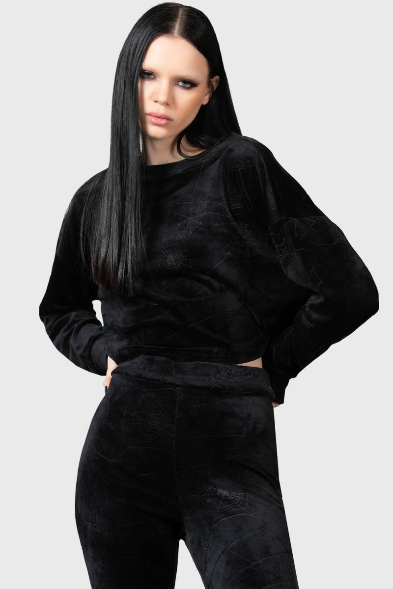 Killstar Lulluspider Sweatshirt Negros | 75943-MERG